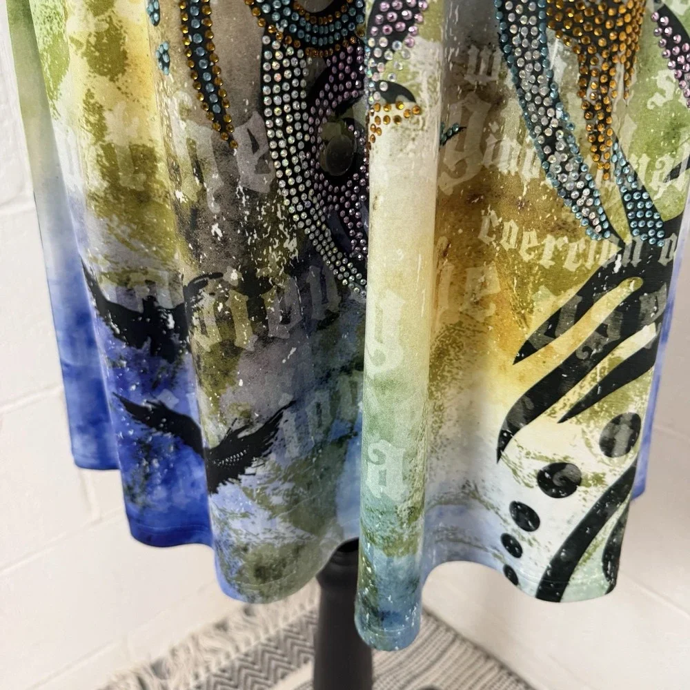 S-Twelve Babydoll Dress Y2K 90s Rhinestone Tattoo Fairy Grunge Whimsigoth Edgy L - Picture 6 of 14